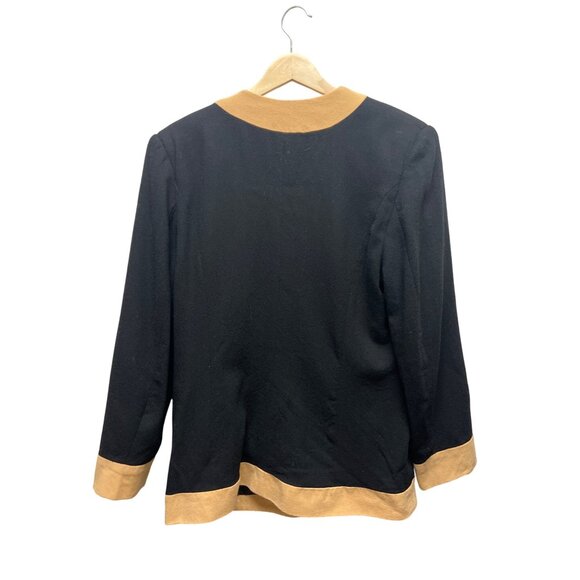 Progressive Image Vintage 80's Black and Tan Crepe Worsted Wool Blazer - Picture 5 of 9